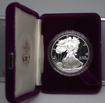 American Silver Eagle 1987-S PRUEBA 1 OZ plata - moneda y caja y certificado de autenticidad Foto 1 de 4