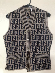 Fendi maglia lana donna gilet M modello FF con bottoni - Foto 1 di 6