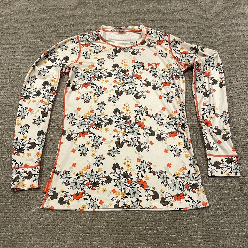 Camisa Kari Traa Mujer Mediana Crema Floral Manga Larga Capa Base Térmica Asiática Foto 1 de 4