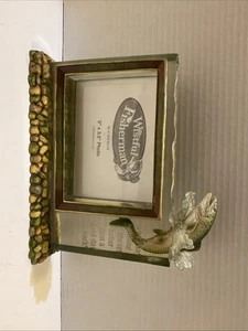 Wistful Fisherman By Enesco Picture frame With Trout Jumping Out Of Water 5”x3.5 - Picture 1 of 8