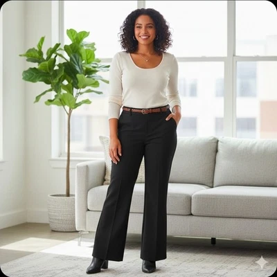 Gap Curvy Harper 高腰靴裤真黑色弹力棉混纺 16 码 — 第 1/4 张图片