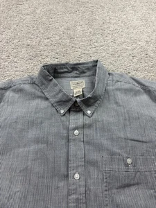 LL Bean Shirt Men's 2XL Tall Blue Hickory Striped Button Down Short Sleeve New - Picture 1 of 10