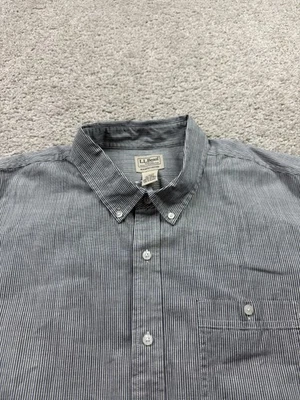 LL Bean Shirt Men's 2XL Tall Blue Hickory Striped Button Down Short Sleeve New - Image 1 of 4
