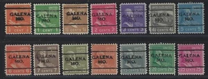 Precancels - MO - Galena - Type 701 - 14 different Prexy denoms - Picture 1 of 2