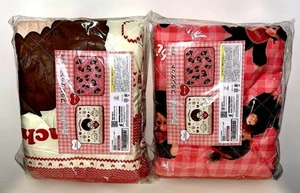 SK JAPAN Monchhichi Blanket Sanrio Collab Cozy Throw Set of 2 Japan New - Picture 1 of 3