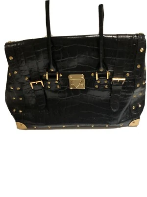 BOLSO DE VIAJE VINTAGE NORDSTROM VANGEN CUERO NEGRO Estampado de cocodrilo Foto 1 de 4