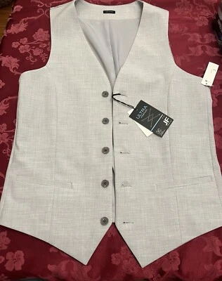 J Ferrar Vest Mens S Slim Fit Gray 5-Button Sleeveless - Image 1 of 2
