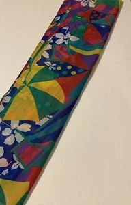 Sciarpa collo trasparente vintage colori primari poliestere design tropicale 15" x 60" - Foto 1 di 2