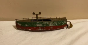 Barco de hojalata Ives Toys alrededor de 1917-1927 juguete de cuerda vintage ag-66 - Imagen 1 de 6