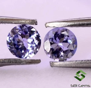 Certified Natural Tanzanite Round Cut Pair 4 mm 0.46 Cts Lustrous Loose Gemstone - Picture 1 of 4