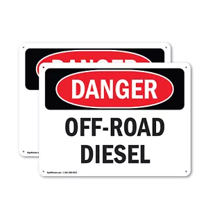 (2 Pack) Off Road Diesel OSHA Danger Sign Decal Metal Plastic - Picture 1 of 22