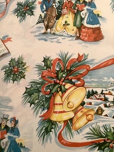 L949🌟Vintage 1940s Christmas Wrapping Paper-VICTORIAN SNOWY VILLAGE  20”x14-1/2 - Picture 1 of 4