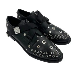 MCQ Black 'Skelter' Leather Studded Rivet Brogues Shoes In Box Sz 38/AU 7.5 - Picture 1 of 11