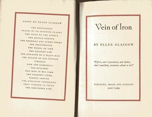 VEIN OF IRON 1935 HB 1st Ed + Essay BOOKLET ON GLASGOW by Auchincloss Lot of 2 - Picture 1 of 3