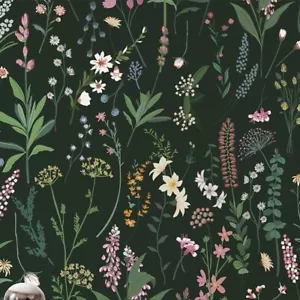 2 Rolls 17.3"X118" Black Floral PVC Wallpaper Peel And Stick Leaf Lounge Sticker - Picture 1 of 7