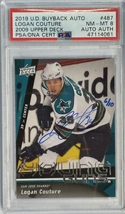 2019 2020 UD BUYBACKS Logan Couture PSA 8 AUTO #6/10 YOUNG GUNS RC 2009 #487 - Picture 1 of 3