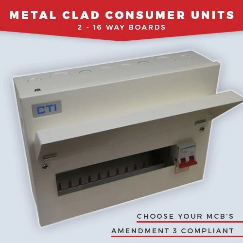 CTI METAL CONSUMER UNITS 2 WAY - 16 WAY MAKE YOUR OWN DISTRIBUTION BOARD 100A