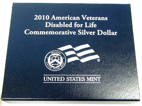 2010-W American Veterans Disabled for Life Commemorative Silver Dollar Uncirc Cover
