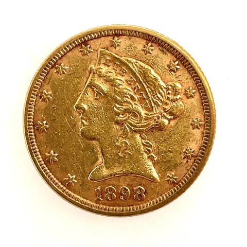 1898 $5 Gold Liberty Head Half Eagle  U.S. Coin Cover