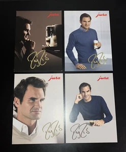 4 X Roger Federer Official Jura Switzerland Rare Cards - Printed Autographs 🇨🇭 - Picture 1 of 8