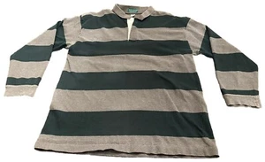 Mens XL Vintage Heavy Weather Outer Banks Rugby Shirt Green/Gray Striped - Picture 1 of 7