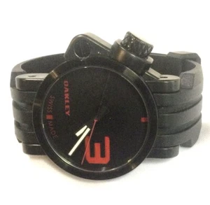 OAKLEY TRANSFER CASE WATCH Swiss Made Stainless Stealth Black w/ Red Dial Rare - Picture 1 of 7