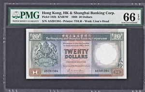 01.01.1988 Hong Kong HSBC $20 Note P-192b Gem UNC PMG 66 EPQ - Picture 1 of 2