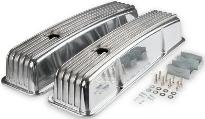 PAIR OF MR. GASKET CAST ALUMINUM FINNED VALVE COVERS,POLISH,1958-86 SBC 283-400 Foto 1 de 4