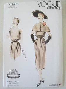 Vogue 1964 Dress Capelet Pattern 8-16 Reissue Circa 1950 UC FF Retro Glamour New - Picture 1 of 2
