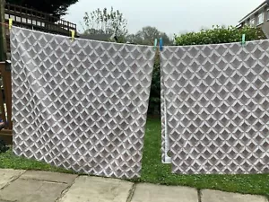 Next Geometric Curtains , 46x72 Abstract Jacquard Eyelet Curtains - Picture 1 of 7