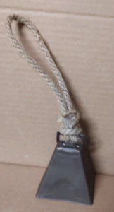 Metal Cow Bell on Twine Rope Farmhouse Decor 3" x 3" x 2.25" - Picture 1 of 3
