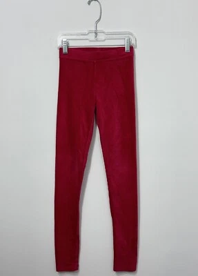 Crewcuts Girls Solid Velvet Leggings 10 Cotton Blend Red Elastic Waist Pull On - Image 1 of 4
