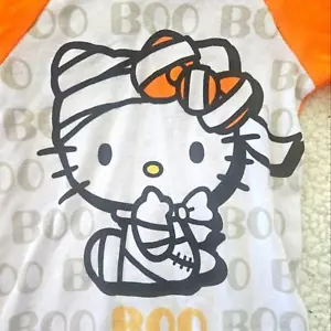 Hello Kitty girls longsleeve orange & white mummy hello kitty "boo" top size 4 - Picture 1 of 5
