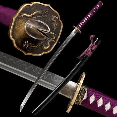 Dragón Latón Tsuba Arcilla Templada T10 Hoja de Acero Espada Japonesa Samurai Katana  Foto 1 de 4