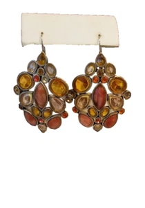 Kenneth Cole New Big Drop Chandelier Earrings Orange Amber Gold Topaz Gemstones! - Picture 1 of 5