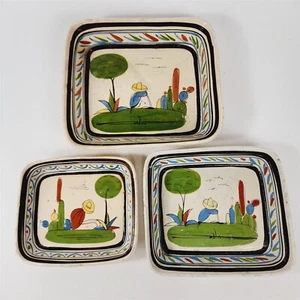 Cazuela anidación cerámica arcilla arte popular mexicano vintage platos siesta hombre cactus - Imagen 1 de 11