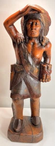 Vintage Hand Carved Wooden Native American Chief Statue Sculpture 24" Tall Art D - Picture 1 of 19