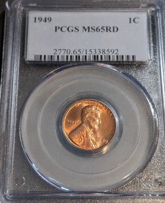 1949 LINCOLN CENT PCGS MS65 RD - Image 1 of 3