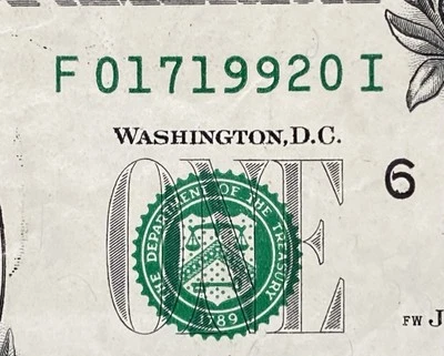 January 7, 1992 Birthday Note Fancy Serial Number $1 Dollar Bill - Image 1 of 4