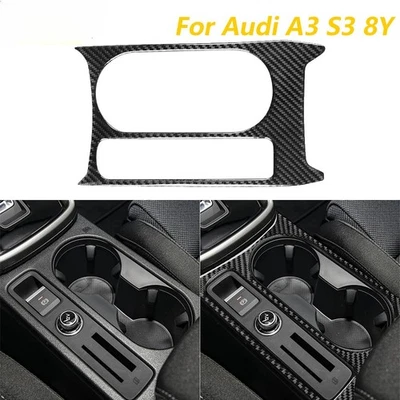 For Audi A3 S3 8Y 2021-2025 Carbon Fiber Central Control Water Cup Holder Frame Foto 1 de 4