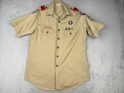 Boy Scouts of America Uniform Shirt Mens Large Short Sleeve Patches Made in USA - Image 1 of 4