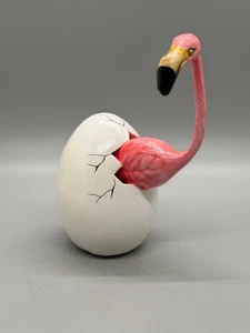 Mexikanische Volkskunst Keramik rosa flammender Vogel Brutei Figur handbemalt - Bild 1 von 12