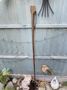 Vintage Handmade Wooden Walking Stick/Cane with Piece of Antler Handle - Picture 1 of 7