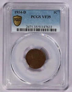 1914-D Lincoln Cent 1C PCGS VF 35 - Picture 1 of 3