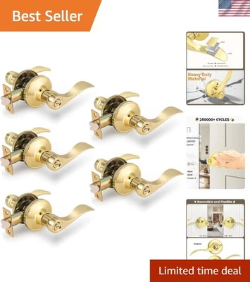 Palancas de privacidad de latón pulido - Lujoso juego de bloqueo estilo onda para sin esfuerzo... Foto 1 de 4