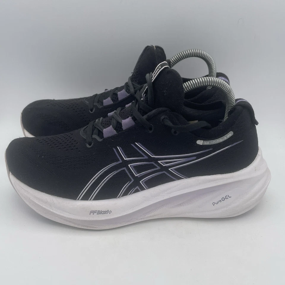 Asics Gel-Nimbus 26 Mujer 8 Zapatos Negro Púrpura Tenis para Correr Gimnasio 1012B601 Foto 1 de 4