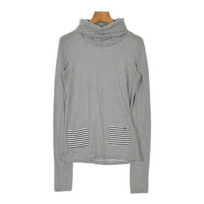 Camiseta Top Mujer CHANEL Cuello Alto Manga Larga Blanco Negro Gris Borde Talla 38 Foto 1 de 4