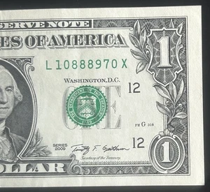 (“X” Run Note!) $1 Raro X Run Note L10888970X Series 2009 - Imagen 1 de 3