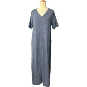 J.Jill T-Shirt-Maxikleid mit V-Ausschnitt blau Small - Bild 1 von 4