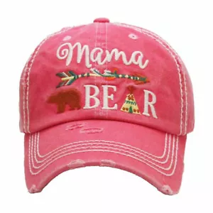 "MAMA BEAR" con tipi tribal y flecha bordada, vintage, gorra de bola envejecida - Imagen 1 de 4